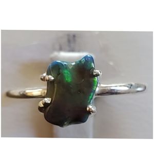 Genuine 3ct Australian Boulder Black Black Fire Opal Ring Size 8
